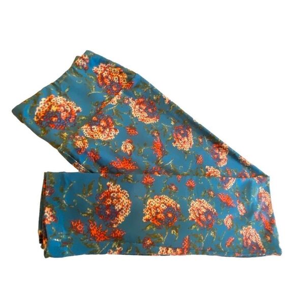 1240 LuLaRoe Leggings Size OS Blue Orange Hydranea Print New - Picture 1 of 5